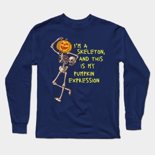 pumpkin head skeleton Long Sleeve T-Shirt